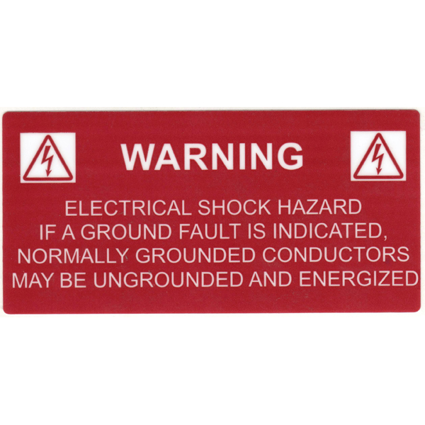 Solar Label, WARNING GROUNDED CONDUCTORS ENERGIZED..., 4.125