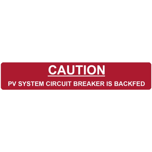 Solar Label, CAUTION PHOTOVOLTAIC SYSTEM BACKFED, 4.12