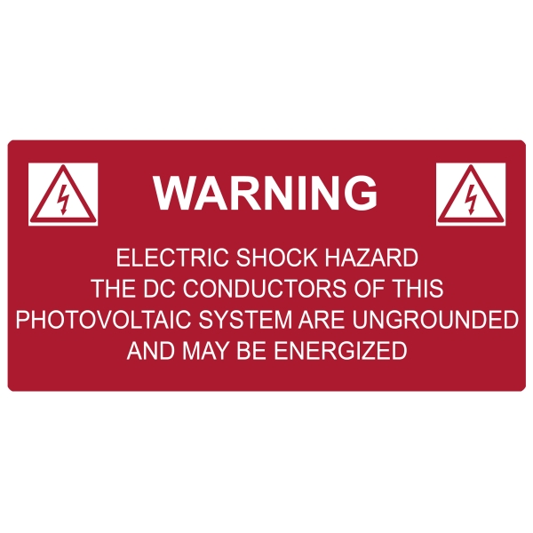 Solar Label, WARNING ELECTRICAL SHOCK HAZARD, 4.125