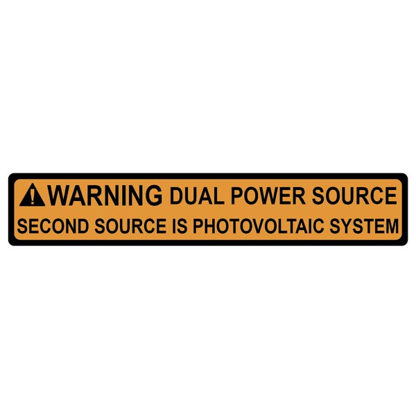 Solar Label, WARNING DUAL POWER SOURCE…SYSTEM, 4.125