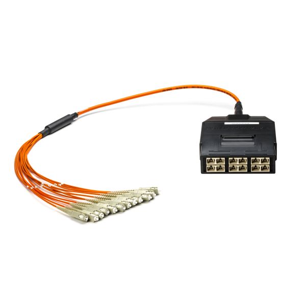 RapidNet Fiber SC Cassette to SC 2.0mm Fanout, OM2 MM Plenum Cable, Orange, 12-fiber (6-port), 1/ctn